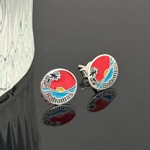 Bahamas Beach Earrings S925 Sterling Silver Handmade Ear Stud